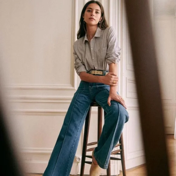 Sezane tomboy shirt striped button up - Picture 4 of 13